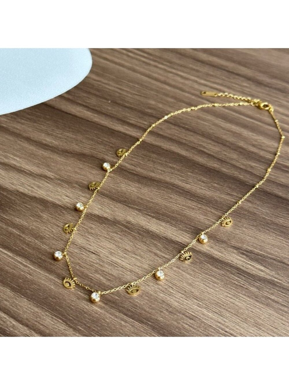 Dainty evil eye Necklace Q23 - Picture 2 of 5